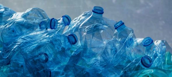 Crushed plastic bottles heap
